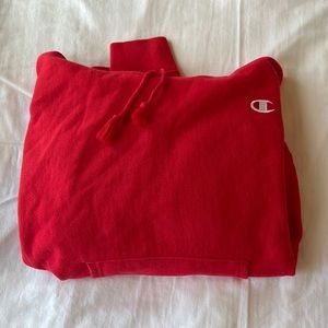 M Champion Red Reverse Weave Hoodie